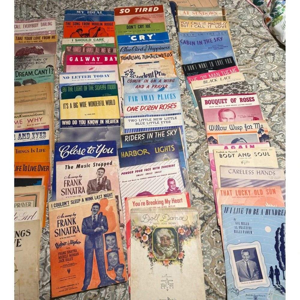 55 Vintage Sheet Music Lot Frank Sinatra 1940s 50s Ephemera Junk Journal Art